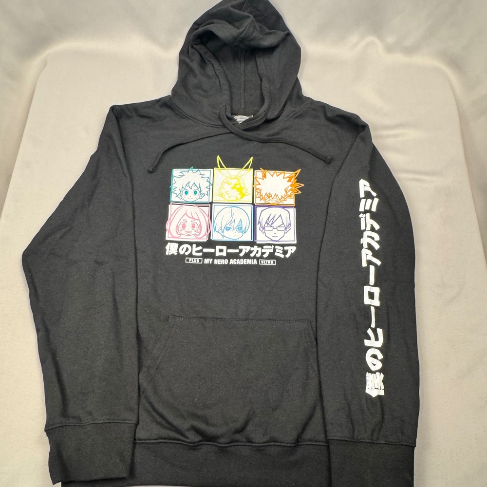 My Hero Academia‎ Hoodie Mens Medium Black Graphic Pullover Anime Funimation NWT